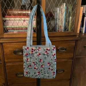 Vintage Blue Embroidery 100 % Silk - Special Date Bag